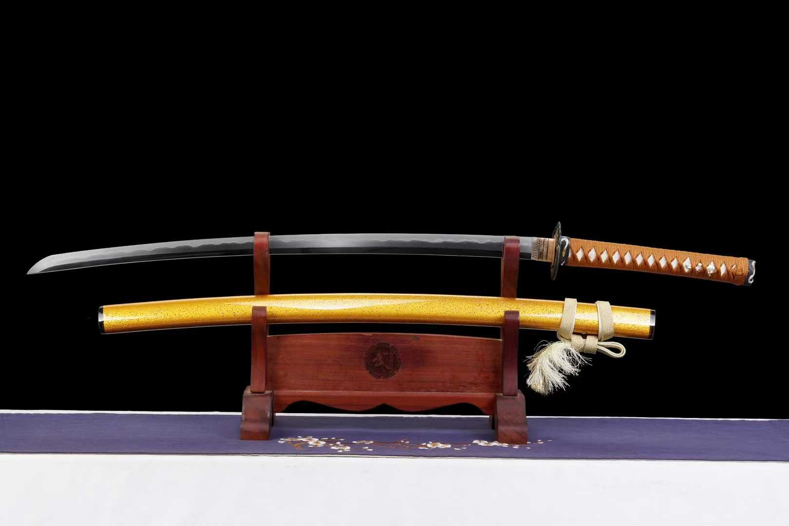 Kiếm Nhật Katana Hoàng Kim Mãng – Thép Wootz Tôi Đất, Mài Nhật Kiểu Lê Tử Địa, Thủ Công Toàn Bộ